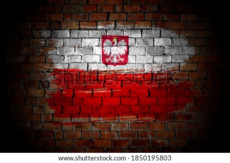 Flag of Poland painted on a brick wall in an urban location