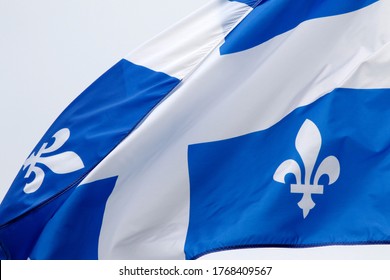 The flag of Quebec in the wind