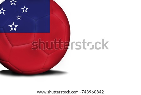 The flag of Samoa was represented on the ball, the ball is isolated on a white background with space for your text.