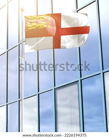 Flag of Sark on a flagpole