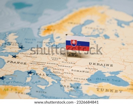 The Flag of Slovakia on the World Map.