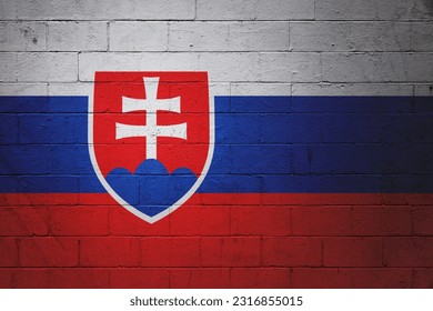 Flag of the Slovakia painted on a cinder block wall. - Powered by Shutterstock
