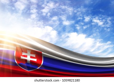 Flag Of Slovakia In The Sun