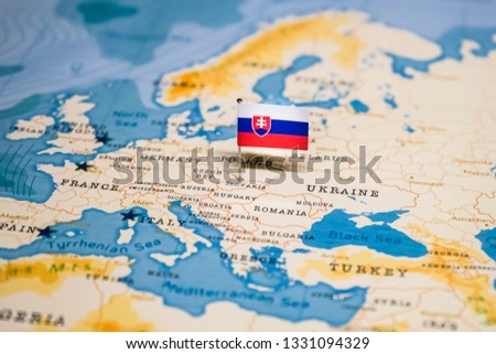 the Flag of slovakia in the world map