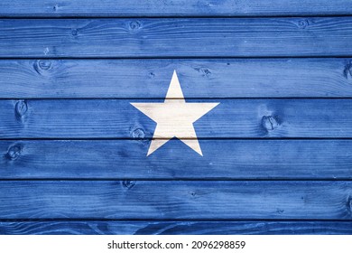 Flag Of Somalia On Wooden Surface 