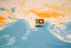 The Flag Of Sri Lanka On The World Map.