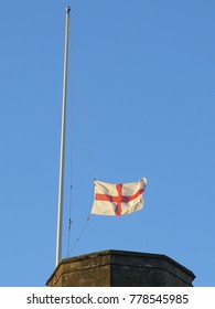 Flag Of St George Flying On A Castle Tower Flag Pole