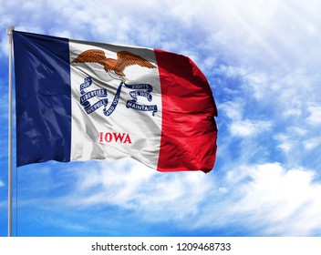 Flag State Of Iowa On A Flagpole