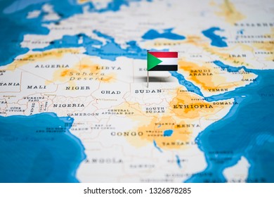 The Flag Of Sudan In The World Map