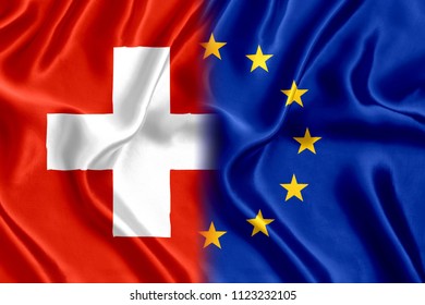 Flag Of Switzerland And The European Union Silk