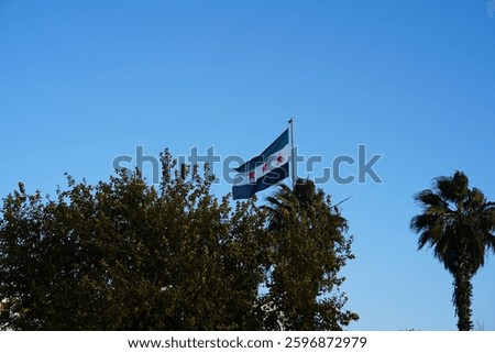 Flag of Syria after the fall of Bashar al-Assad's regime, New Syria.