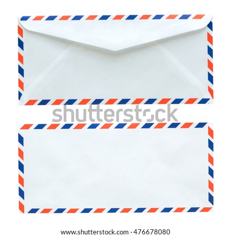 Flag of thailand white envelope isolated on white background with Clipping Paths
