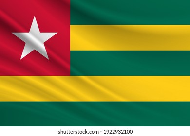 Flag Of Togo. Fabric Texture Of The Flag Of Togo.