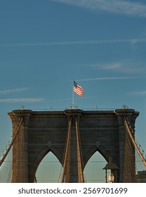 Flag at the top of a bridge                               