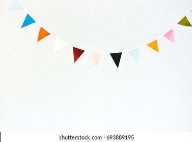 Flag Triangle Garland. Cheerful Office Interior Decoration