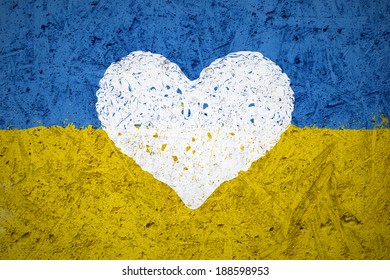 Flag of Ukraine with the heart symbol in the middle