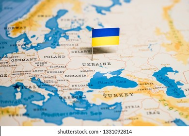 The Flag Of Ukraine In The World Map