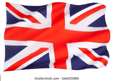 The flag of the United Kingdom of Great Britain and Northern Ireland - The Union Jack - isolated on white.