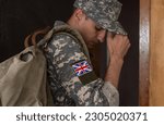 Flag of United Kingdom on military uniform. UK Army. British Armed Forces, soldiers.