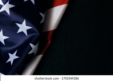 Flag of the United States of America with a place for the inscription.USA black background