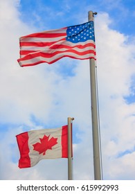 Flag United States And Canada On White