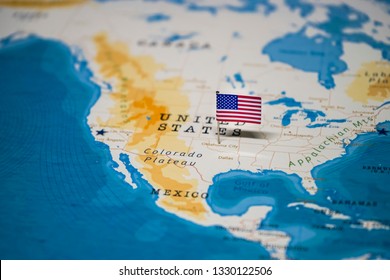 the Flag of united states on Oklahoma City in the world map - Shutterstock ID 1330122506