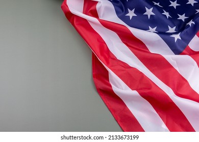 Flag Of The United States, On An Olive Green Background With A Blank Space On The Left Side