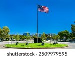 Flag of the United States at San Jose Diridon Train station in Silicon Valley, California