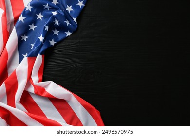 Flag of USA on black wooden table, top view - Powered by Shutterstock