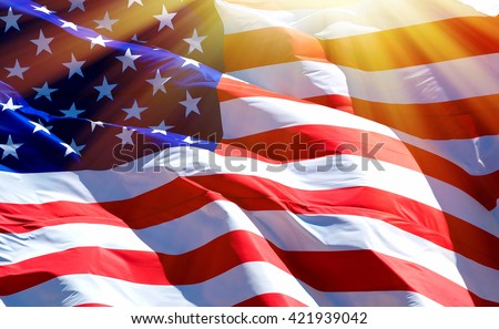 Flag of the USA with sunflare
