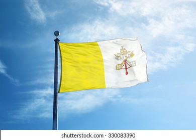 Flag Of Vatican City On The Mast