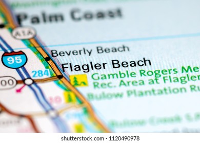 Flagler Beach. Florida. USA On A Map