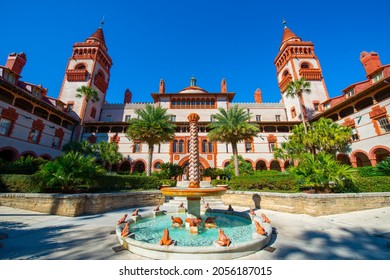 Flagler College Ponce De Leon Hall Is The Main Building Of Flagler College In Historic St. Augustine, Florida FL, USA. This Building Was Ponce De Leon Hotel In 1885 With Spanish Renaissance Style. 