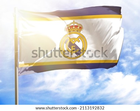 Flagpole with flag of Real Madrid