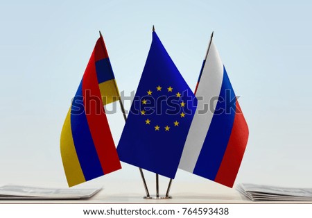 Flags of Armenia European Union and Russia
