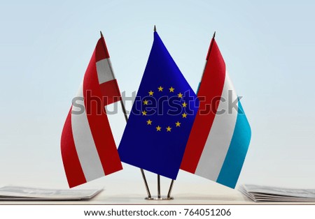 Flags of Austria European Union and Luxembourg