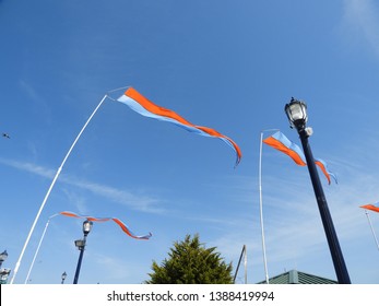 Flags Blowing In The Wind In Eureka CA