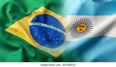 Flags of the Brasil and Argentina. 