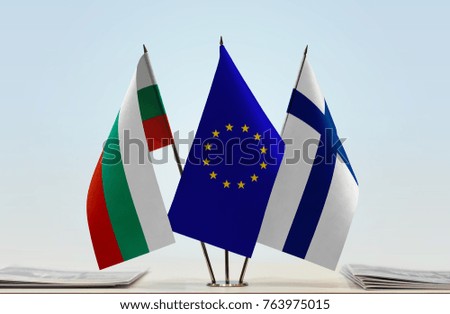 Flags of Bulgaria European Union and Finland