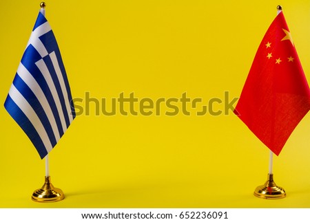 Flags China and Greace