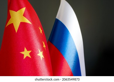 Flags Of China And Russia. Relationships Between Countries.