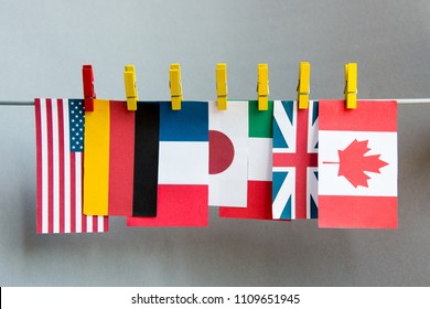 Flags Of Countries Great 7. G7, G8  Summit Economic Political Concept