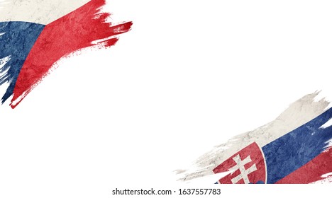 Flags of Czech Republic and Slovak Republic on white background