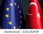 Flags of EU and Turkey near each other.