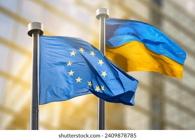 Flags of European Union and Ukraine - Powered by Shutterstock