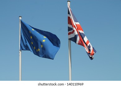 Flags Of Great Britain And European Union,