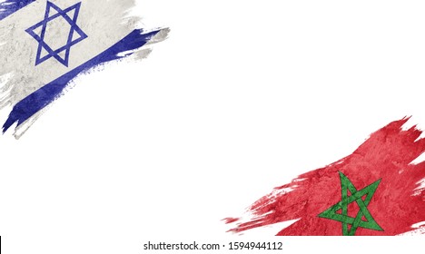 Flags Of Israel And Morocco On White Background
