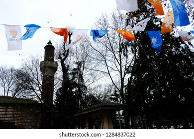 Flags  Of A Justice And Development Party (AKP) Waving In Istanbul, Turkey On Jan. 4, 2019