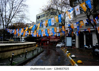 Flags  Of A Justice And Development Party (AKP) Waving In Istanbul, Turkey On Jan. 4, 2019