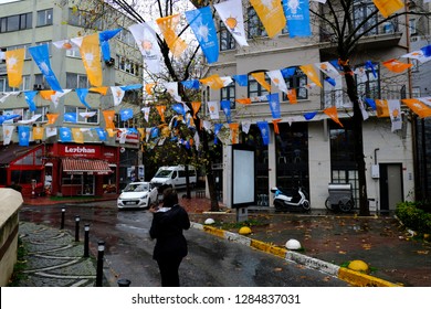 Flags  Of A Justice And Development Party (AKP) Waving In Istanbul, Turkey On Jan. 4, 2019